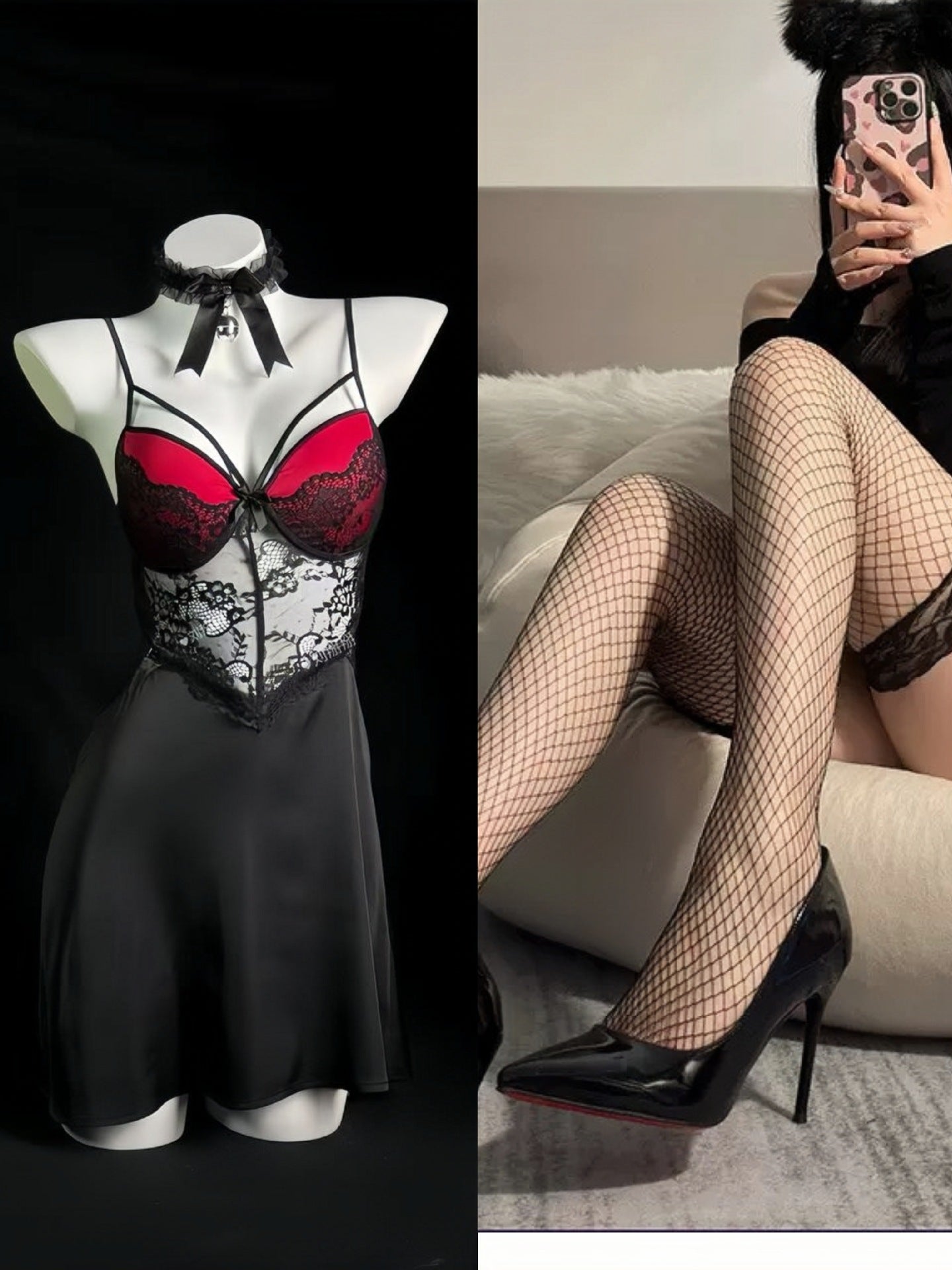 Image of Liu broke the long nightdress women's autumn ice silk temptation plus-size sexy underwear pure desire style sundress loungewear